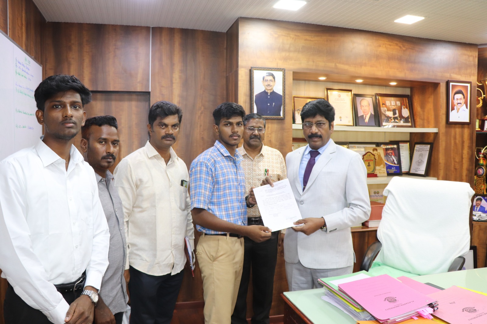 Our school student, M. Ragul (Class XII, Under 19, 70 kg category), has achieved selection to represent Tamil Nadu at the National Level Karate Competition, to be held in Pune, Maharashtra, in January 2026.

        M. Ragul was congratulated by:
-   Dr. G. Ravi, Vice-Chancellor of Alagappa University and President of the School Management Committee
-    Dr. A. Senthil Rajan, Registrar of Alagappa University and Secretary of the School Management Committee
- Dr. T. Ramesh, Headmaster
- Physical Education Teachers
- and the entire teaching faculty

for his outstanding achievement in Karate and selection to represent Tamil Nadu at the National Level.
